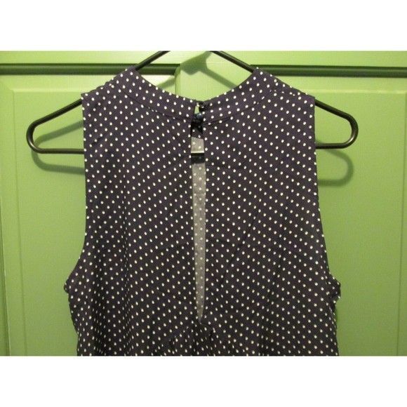 Love Fire Junior's Challis Blue Polka Dot Mock Neck Shell Blouse Size M - Picture 4 of 7